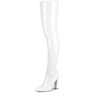 NWT WSKEISP Elegant White Thigh High Women's Boots
